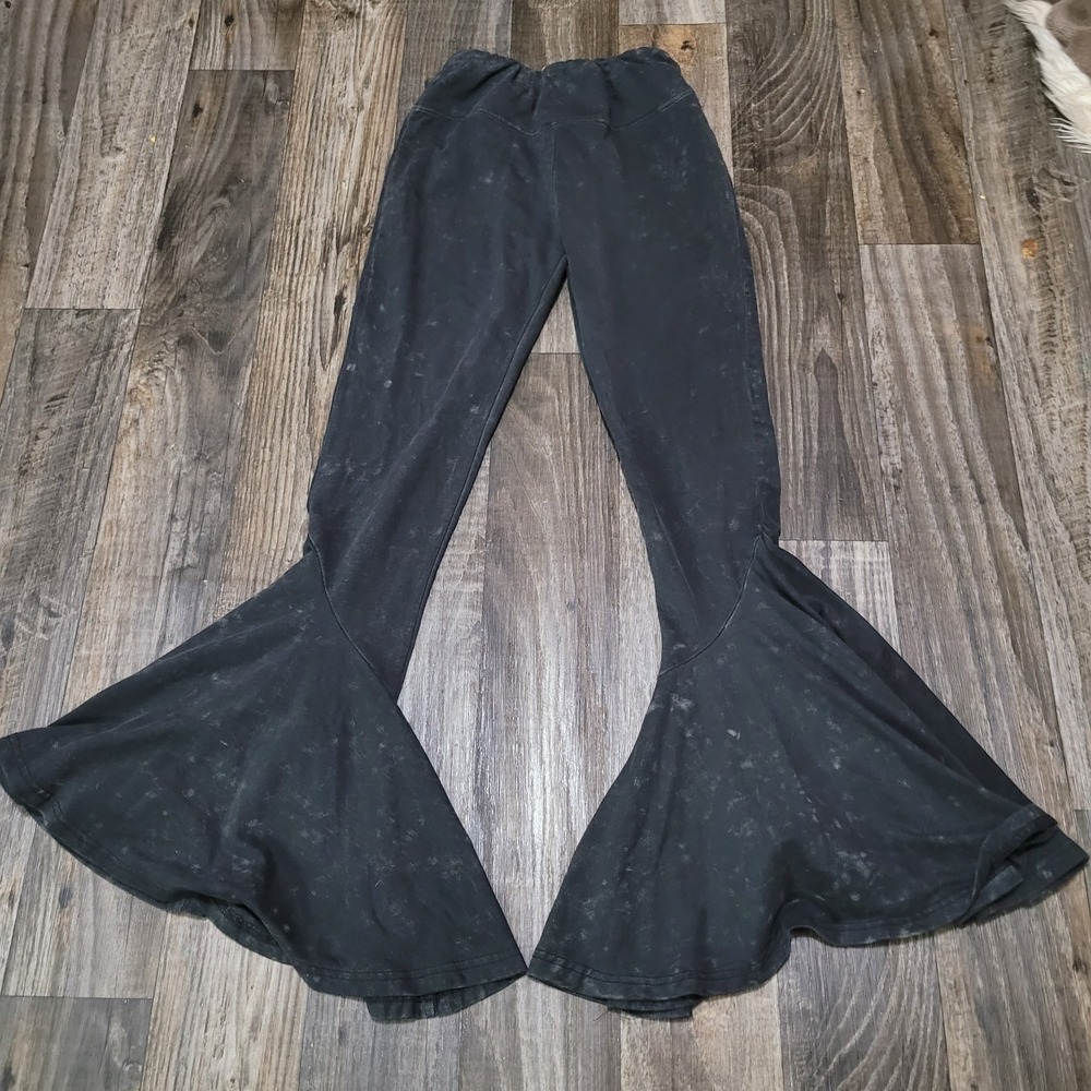 Earthbound Flare Pants Womens Small Black Stretch Waist Dance Retro Casual